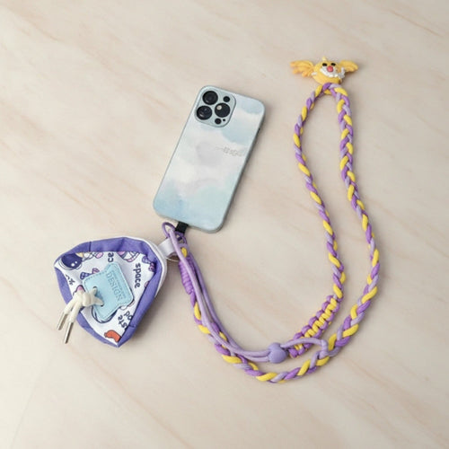 Braided Lanyard Phone Sling with Pouch - Adjustable Crossbody Purple Combo Set