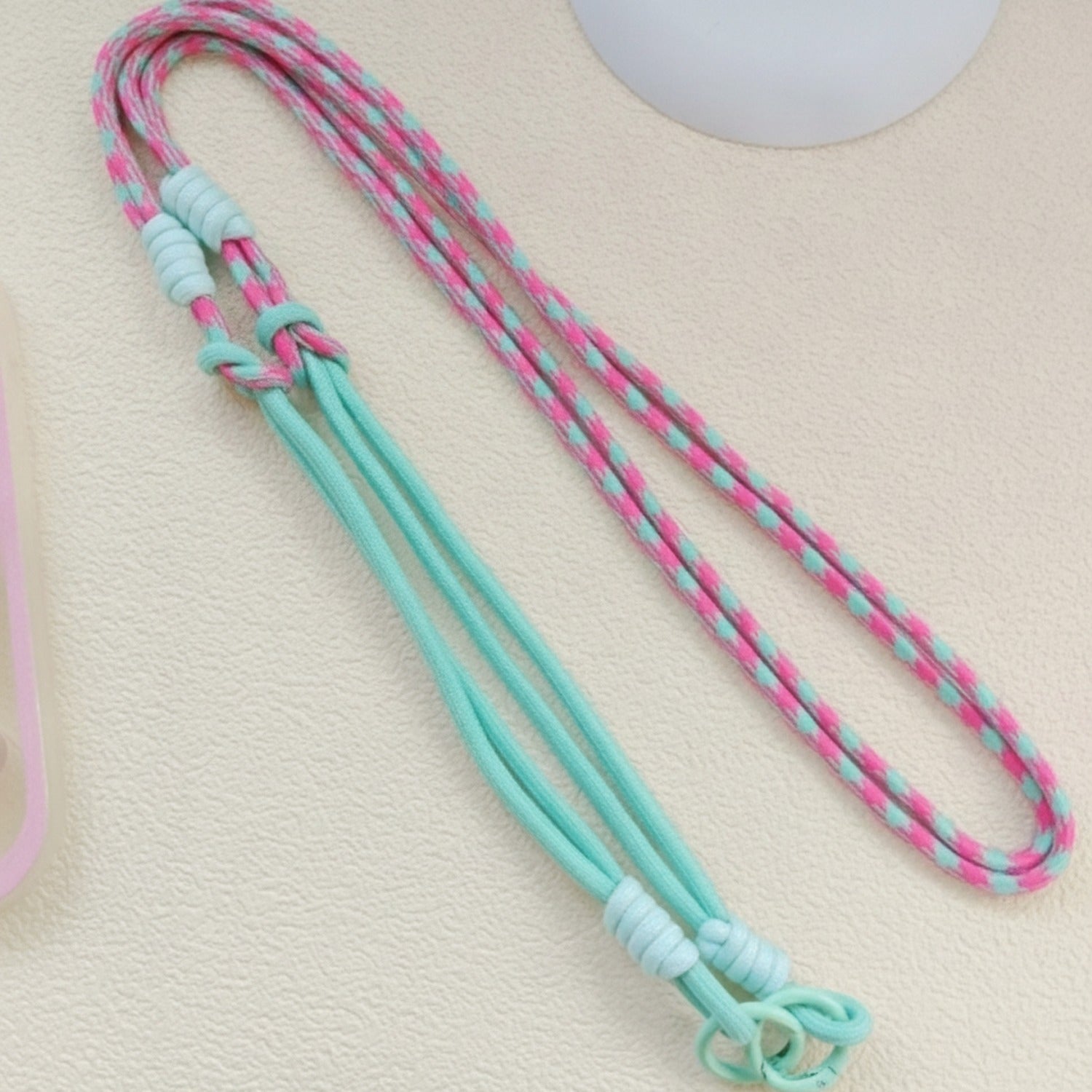Rope Phone Strap With Beaded Detailing - Lavender Blue Adjustable Strap