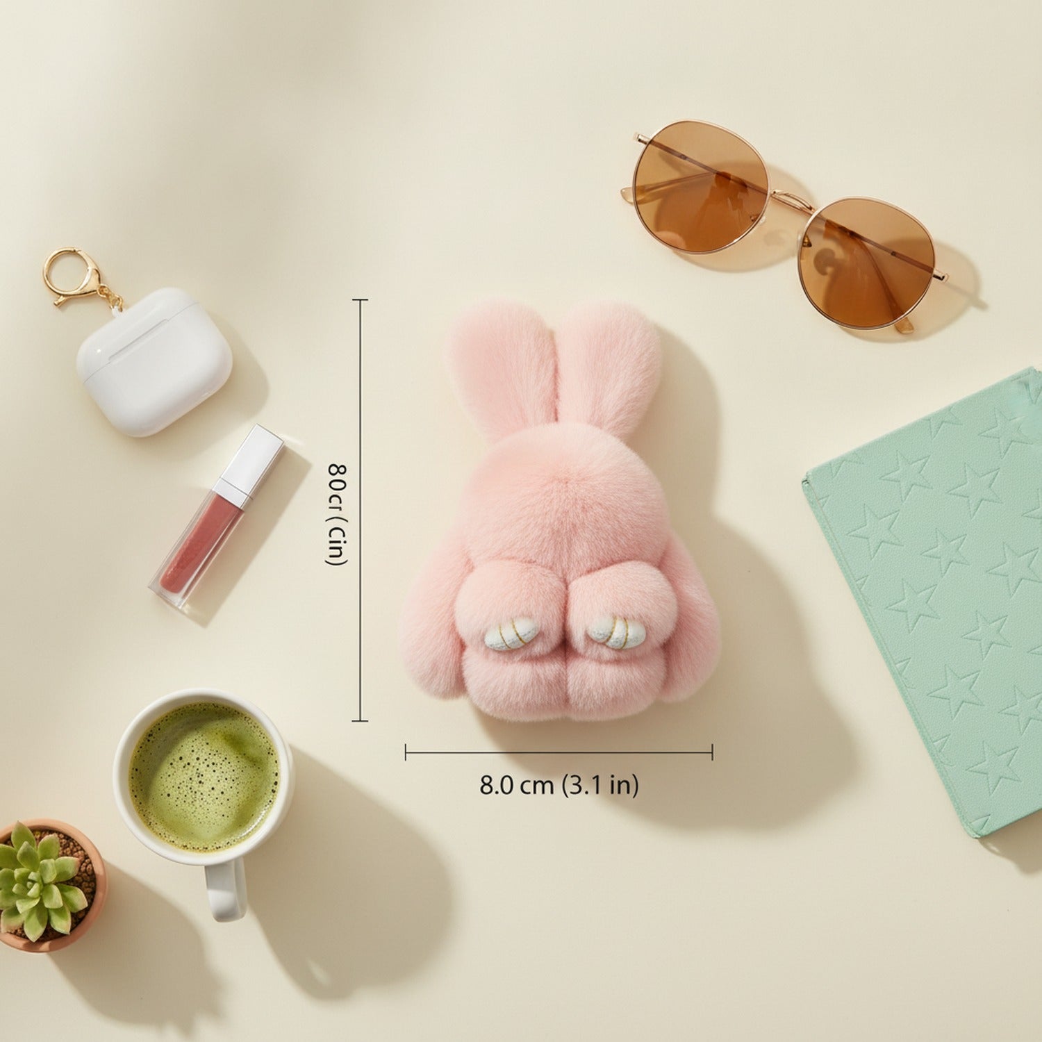 Fluffy Bunny Paw Charm Keyring - Bean Paste 10cm