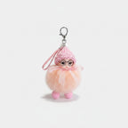 Fuzzy Doll Keychain With Glasses Charm - Korean Pink – novelty & toys (view 1)