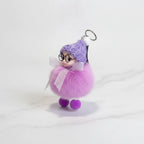 Fuzzy Doll Keychain With Glasses Charm - Light Purple – novelty & toys (view 3)