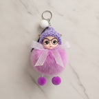 Fuzzy Doll Keychain With Glasses Charm - Light Purple – novelty & toys (view 2)