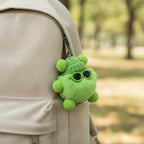 Lime Green Fuzzy Monster Acrylic Keyring With Beaded Chain – novelty & toys (view 2)