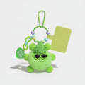 Lime Green Fuzzy Monster Acrylic Keyring With Beaded Chain – novelty & toys (view 1)