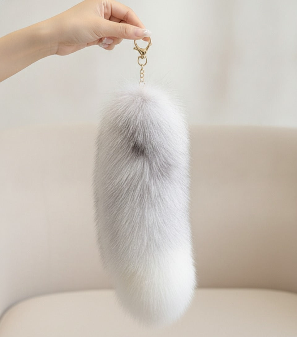 Fluffy White Fur Pom Pom Keychain Charm