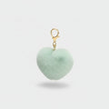 Fuzzy Heart Keychain Pom Pom - Green