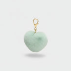 Fuzzy Heart Keychain Pom Pom - Green