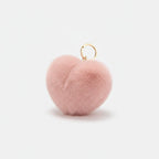 Fuzzy Heart Keychain Pom Pom - Nude Pink
