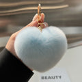 Fuzzy Heart Keychain Pom Pom - Sky Blue – novelty & toys
