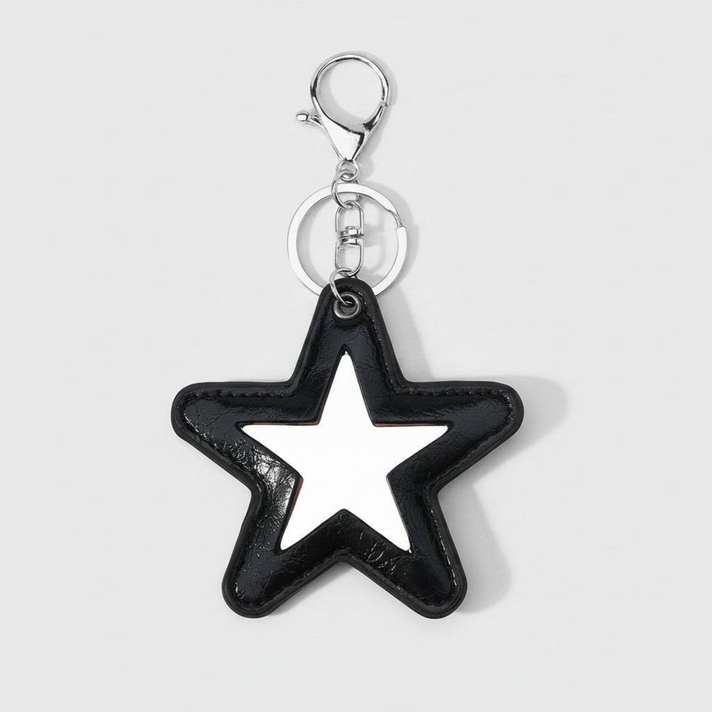 Star Cutout Leather Keychain Charm - Black Star Keychain 1pc – novelty & toys (view 1)