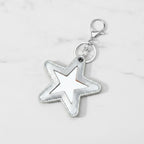 Star Cutout Leather Keychain Charm - Silver Star Keychain – novelty & toys (view 2)