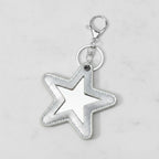 Star Cutout Leather Keychain Charm - Silver Star Keychain – novelty & toys (view 3)