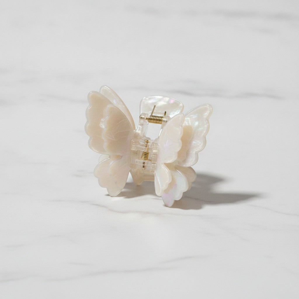 Pearl Butterfly Hair Claw Clip - Beige Butterfly Claw Clip – hair accessories (view 3)