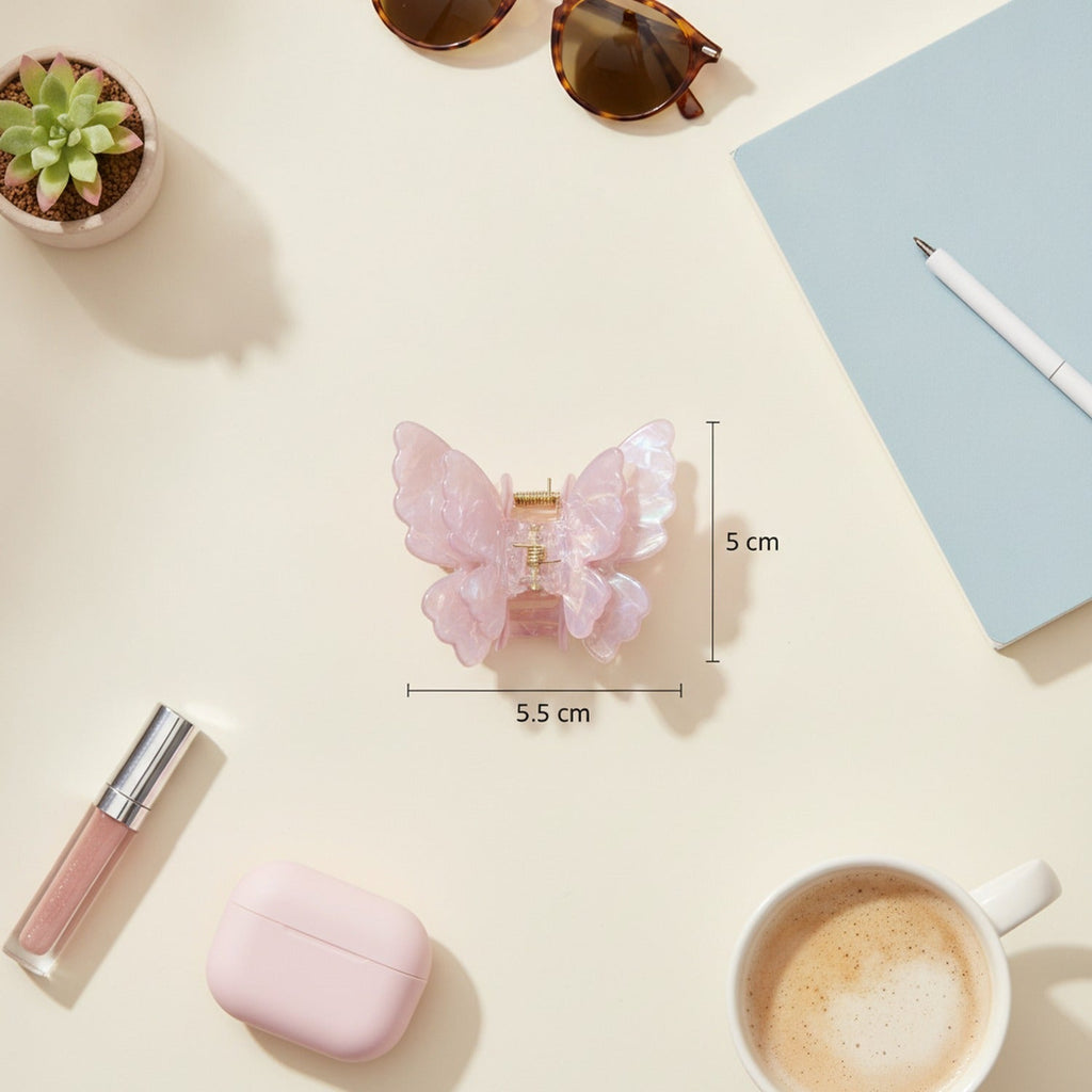 Pearl Butterfly Hair Claw Clip - Pink Butterfly Hair Clip – hair accessories (view 3)