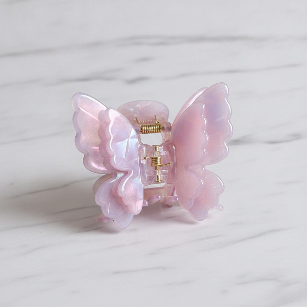 Pearl Butterfly Hair Claw Clip - Pink Butterfly Hair Clip – hair accessories (view 2)