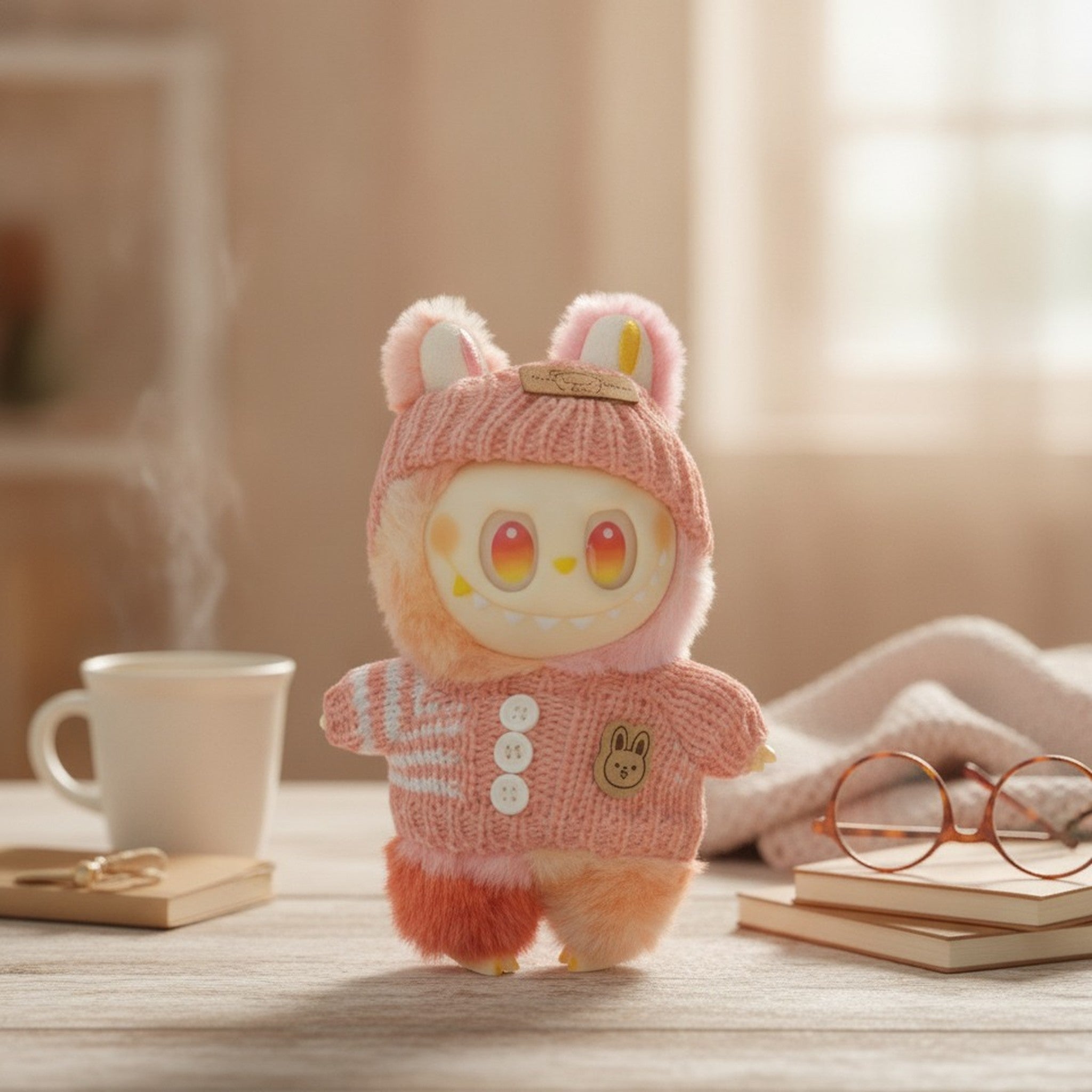 Knitted Bunny Monster Plush Keychain – novelty & toys (view 2)