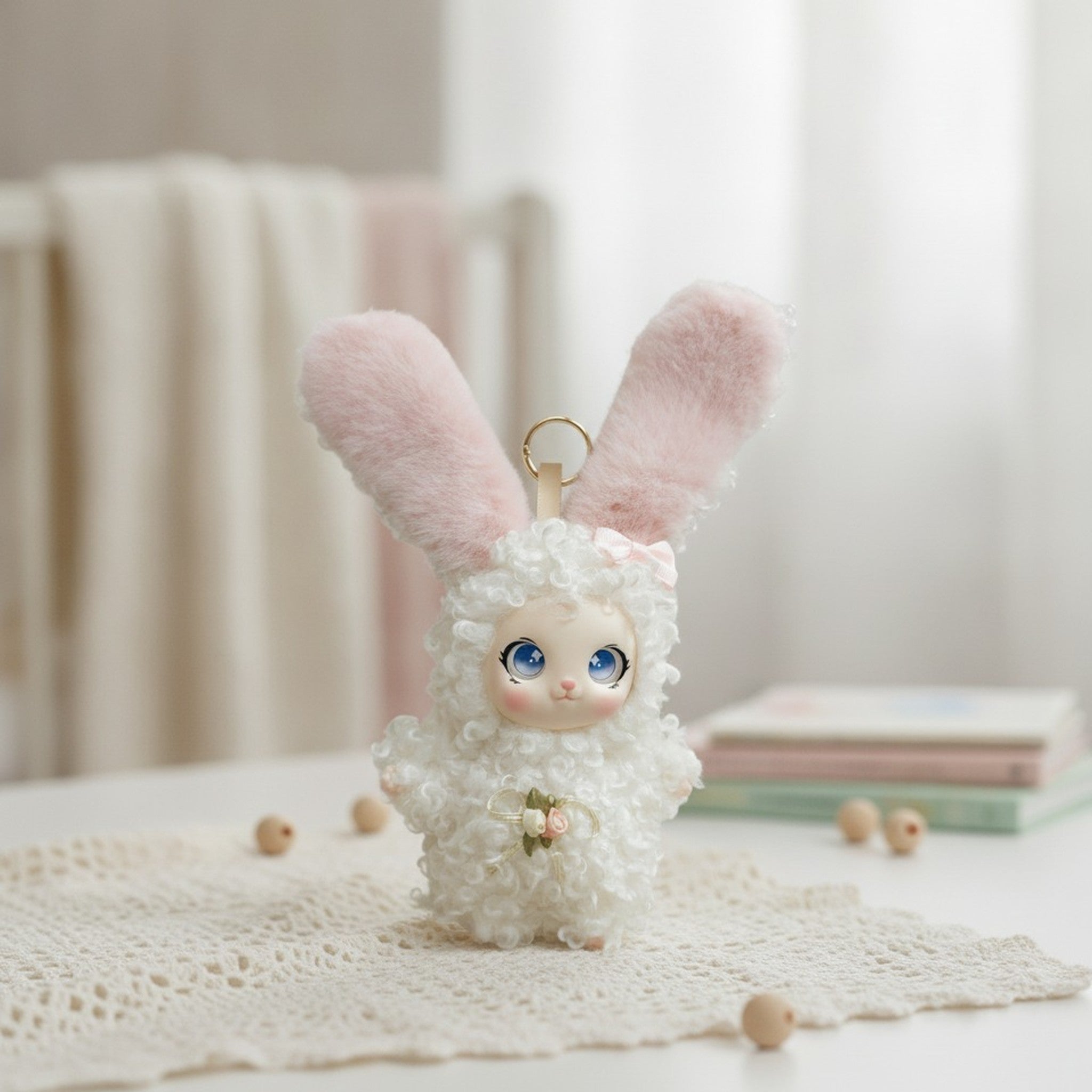 Plush Bunny Lamb Charm Keychain – novelty & toys (view 2)