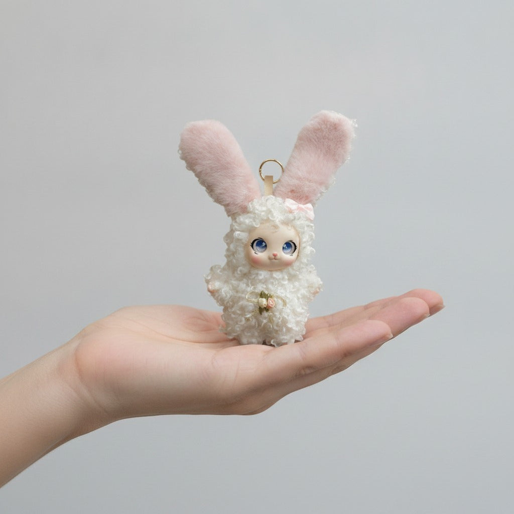 Plush Bunny Lamb Charm Keychain – novelty & toys (view 3)