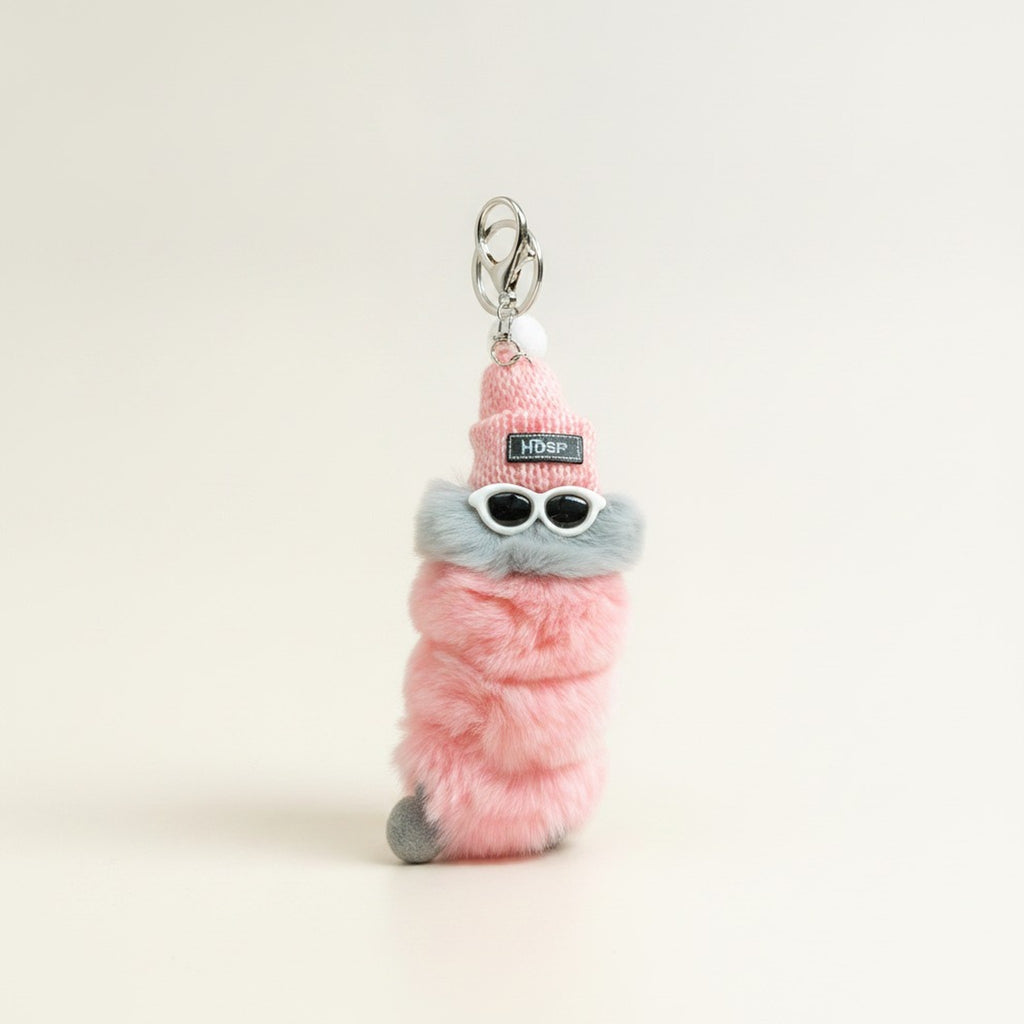 Fluffy Hat & Sunglasses Keychain – bags & wallets (view 1)