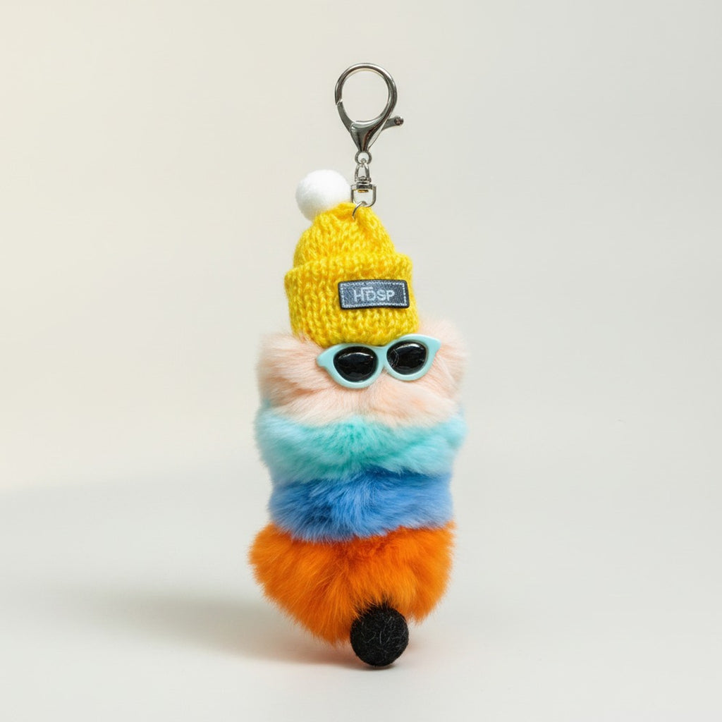 Rainbow Fur Beanie Keychain – bags & wallets (view 1)