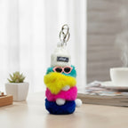 Colorful Gradient Faux Fur Beanie Keychain Charm – novelty & toys (view 2)