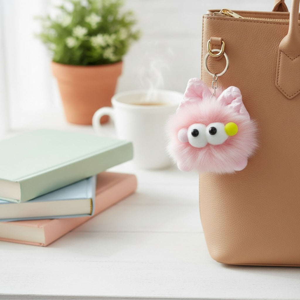 Cute Fluffy Monster Keychain Charm – novelty & toys (view 2)