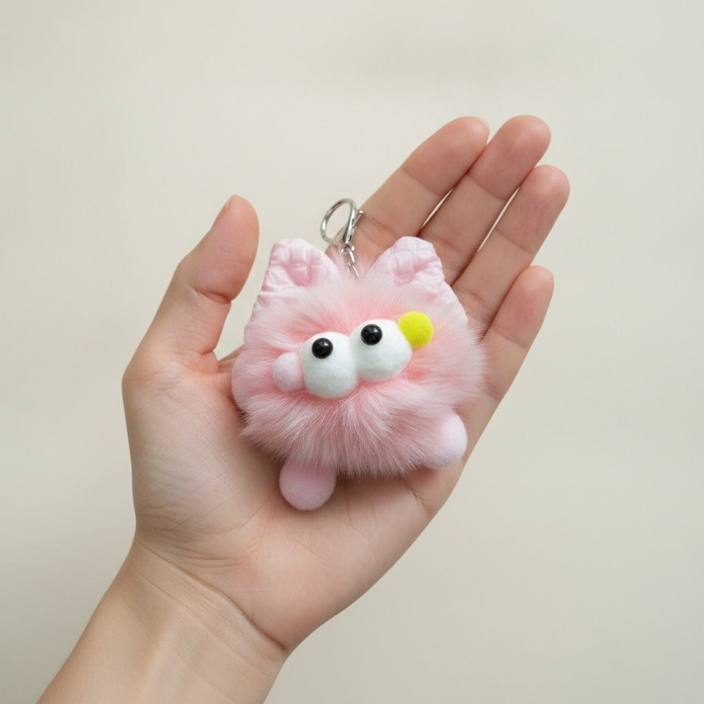 Cute Fluffy Monster Keychain Charm – novelty & toys (view 3)