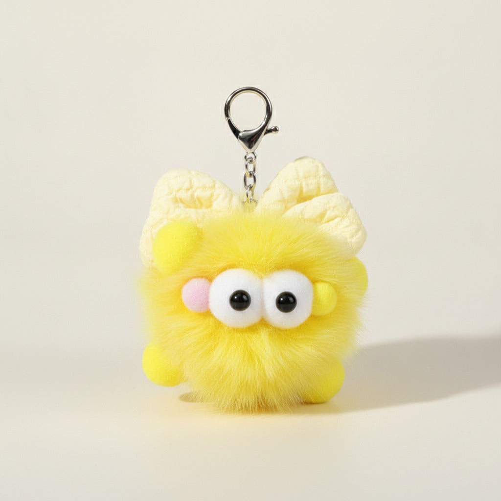 Fluffy Monster Bow Keychain – novelty & toys (view 1)