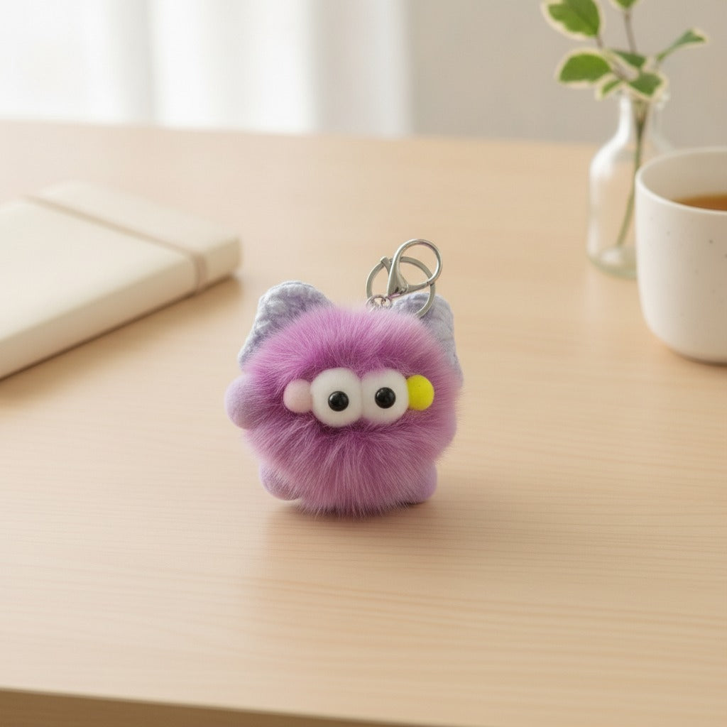 Cute Fluffy Googly Eye Keychain – novelty & toys (view 2)