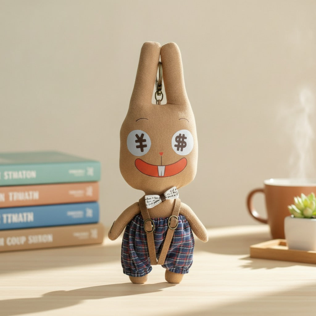 Money-Eyed Rabbit Plush Keychain – novelty & toys (view 2)