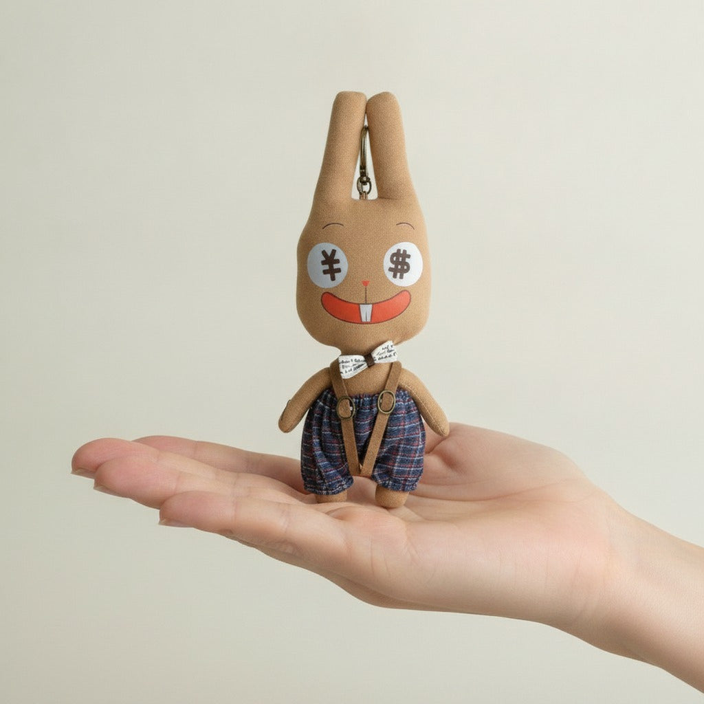 Money-Eyed Rabbit Plush Keychain – novelty & toys (view 3)