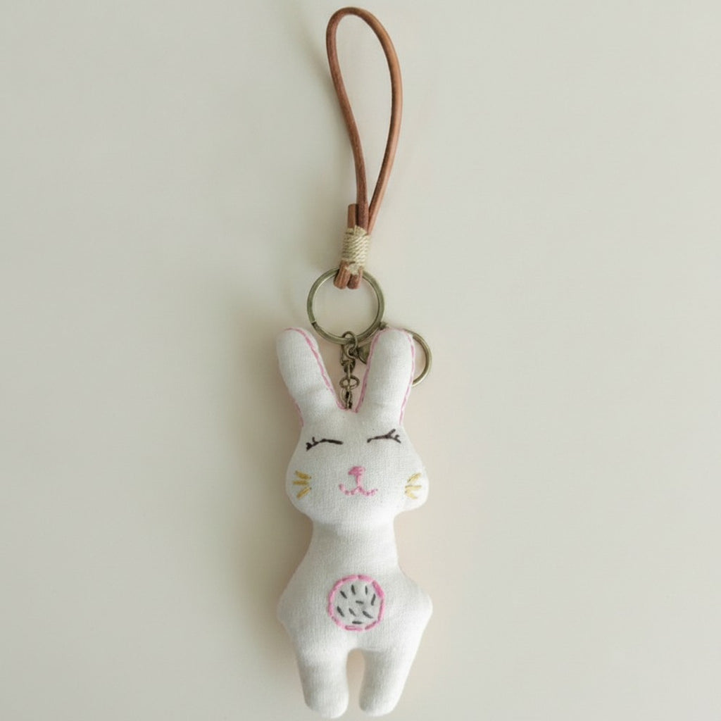 Embroidered Bunny Plush Keychain Charm – apparel accessories (view 1)
