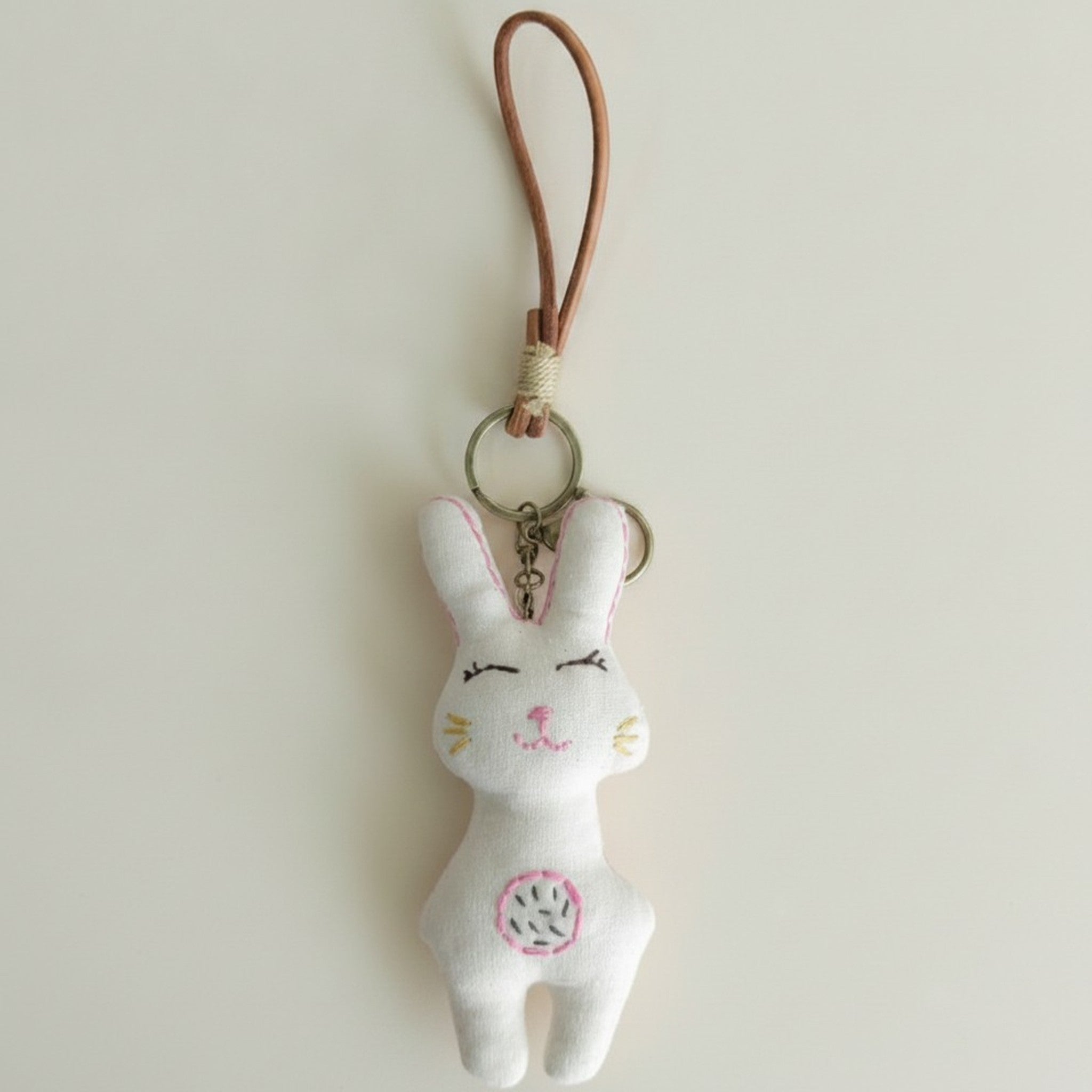 Embroidered Bunny Plush Keychain Charm – apparel accessories (view 1)