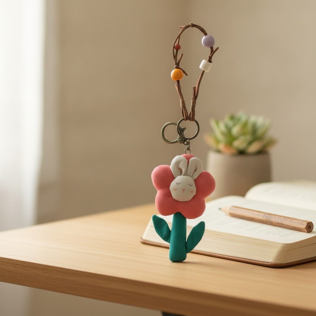 Floral Bunny Keychain Charm – bags & wallets (view 2)