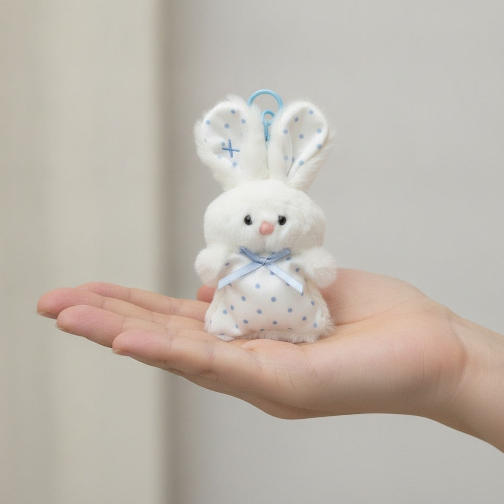 Soft Polka Dot Bunny Plush Keychain – novelty & toys (view 3)