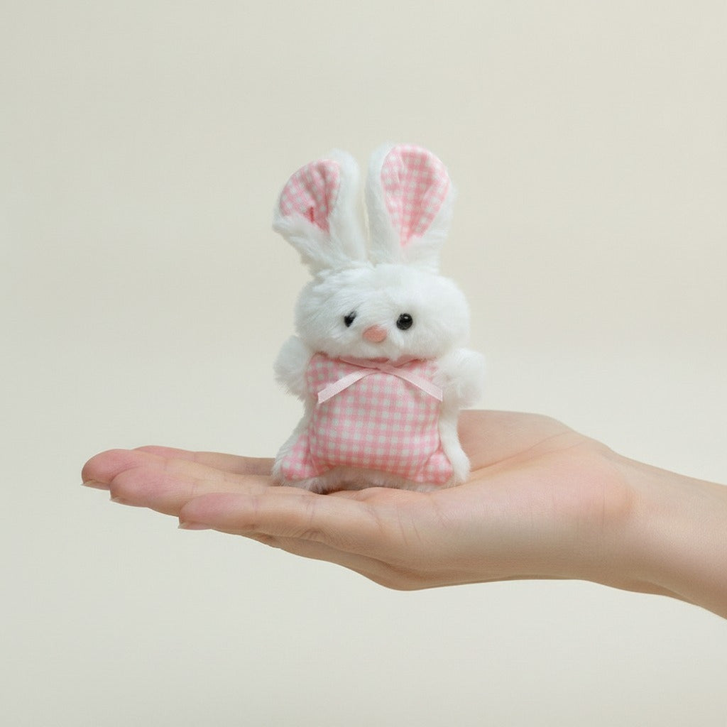Fluffy Gingham Bunny Plush Charm – novelty & toys (view 3)