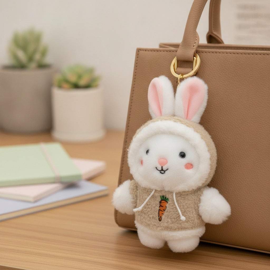 Cute Rabbit Plush Keychain Charm – novelty & toys (view 2)