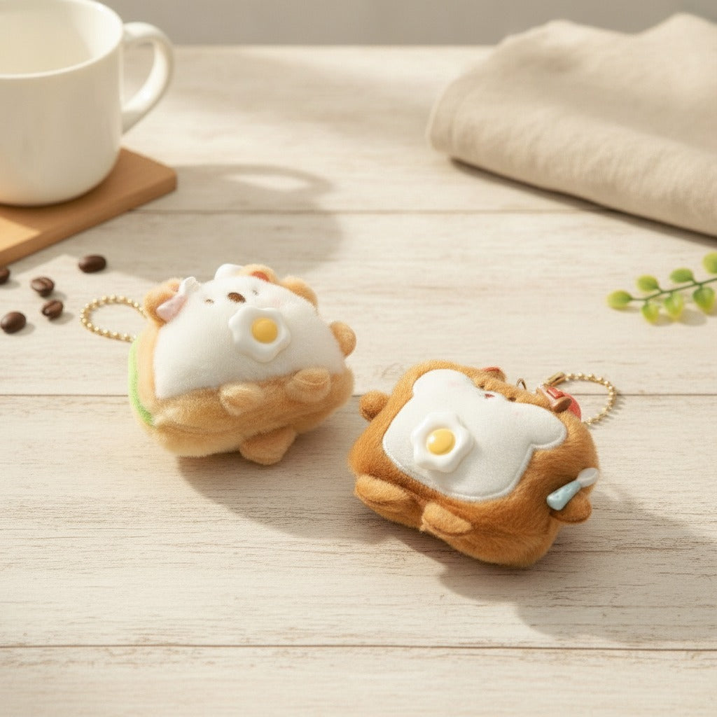 Cute Breakfast Toast Bear Plush Keychains – novelty & toys (view 2)