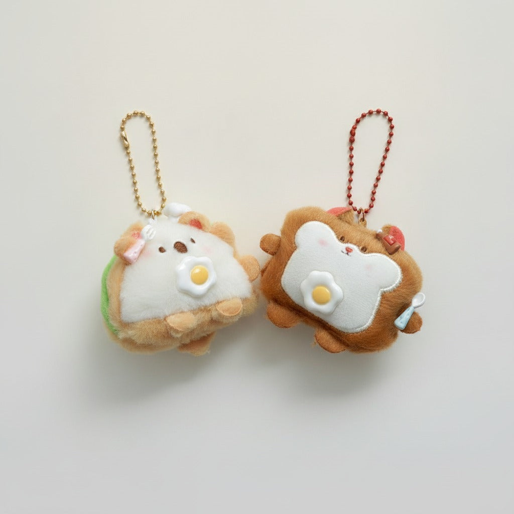 Cute Breakfast Toast Bear Plush Keychains – novelty & toys (view 1)