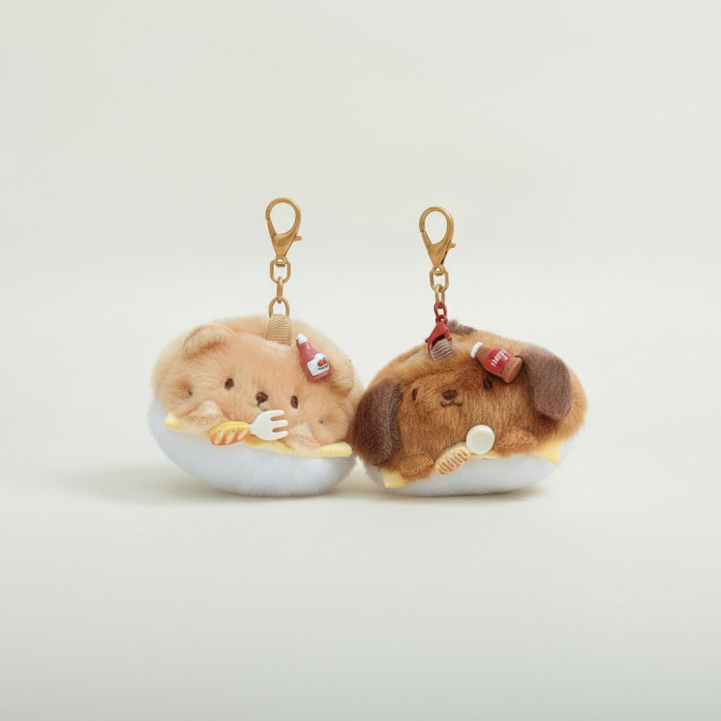 Fluffy Dog Sandwich Charm Keychain – novelty & toys (view 1)