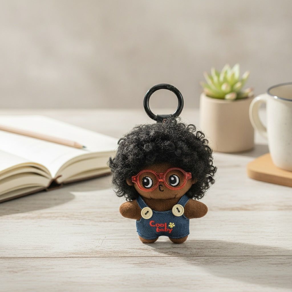 Cute Curly Hair Plush Doll Keychain – novelty & toys (view 2)