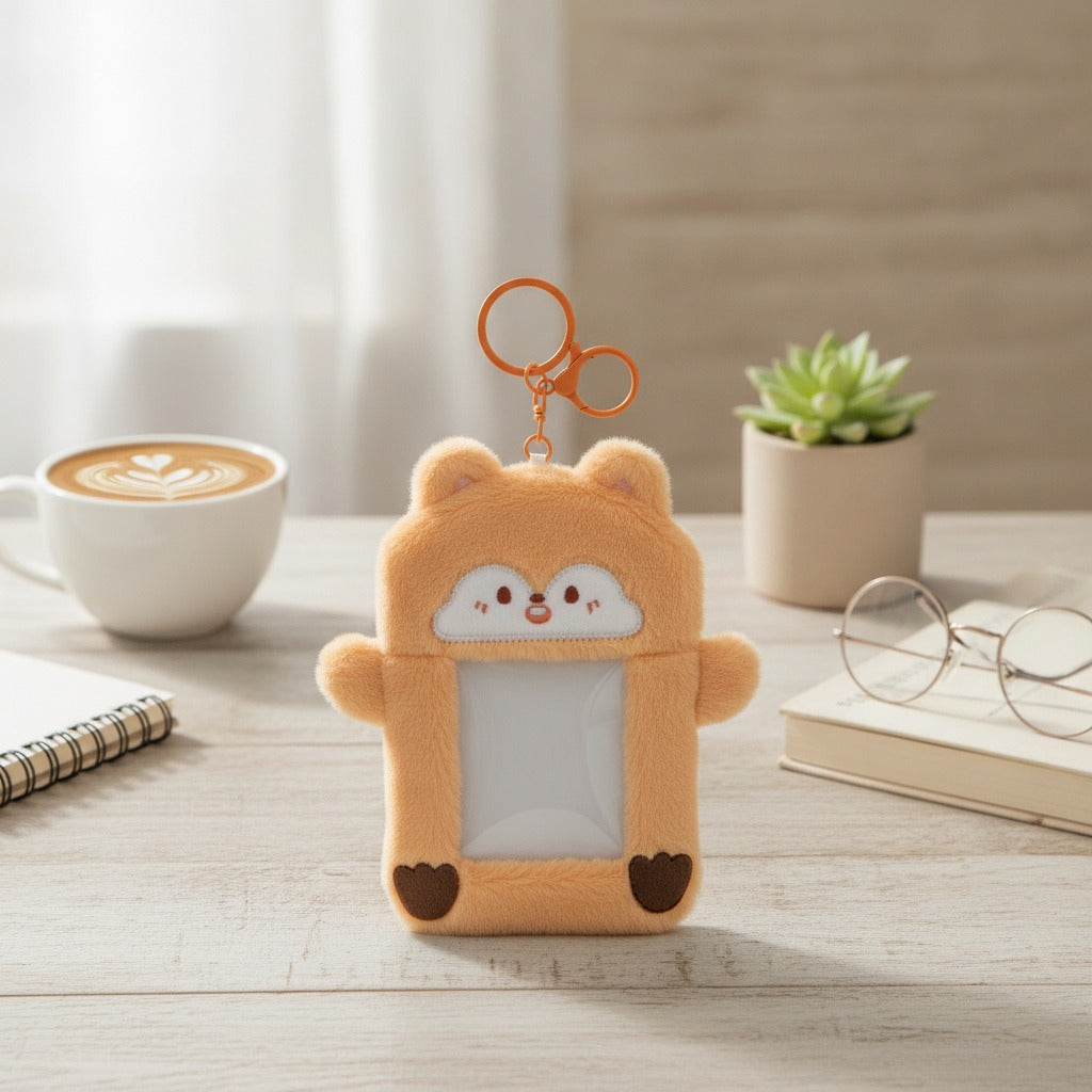 Fluffy Animal Photo Card Holder Keychain – novelty & toys (view 2)