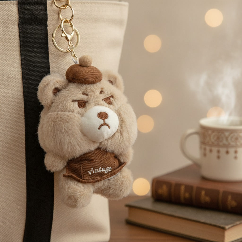 Vintage Grumpy Bear Plush Keychain – apparel accessories (view 2)