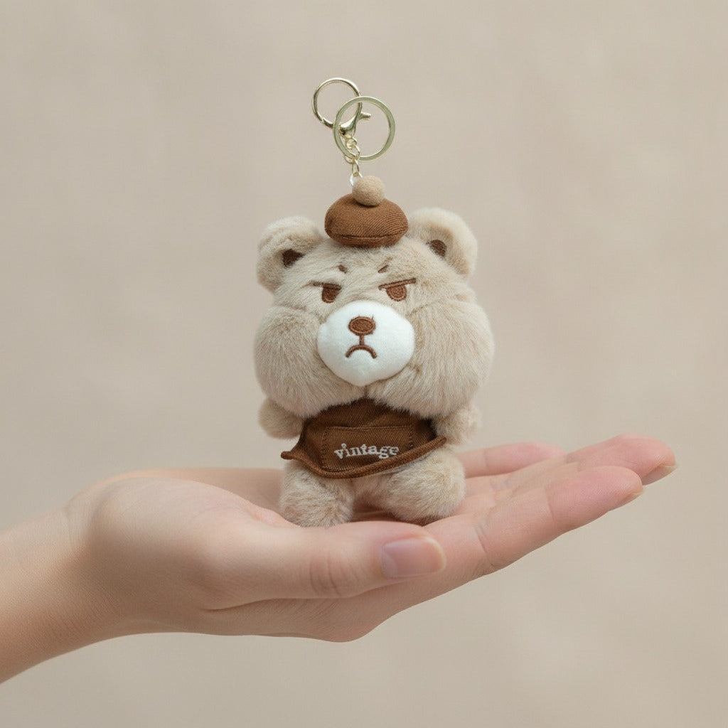 Vintage Grumpy Bear Plush Keychain – apparel accessories (view 3)