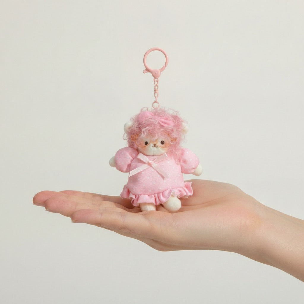 Fluffy Lamb Plush Keychain Charm – novelty & toys (view 3)