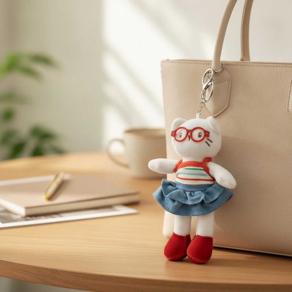 Cute Cat Plush Keychain – novelty & toys (view 2)