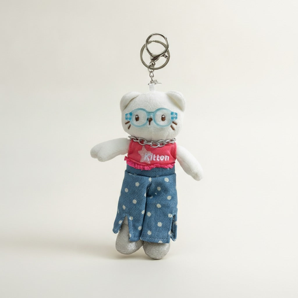 Kitten Plush Keychain with Glasses – novelty & toys (view 1)