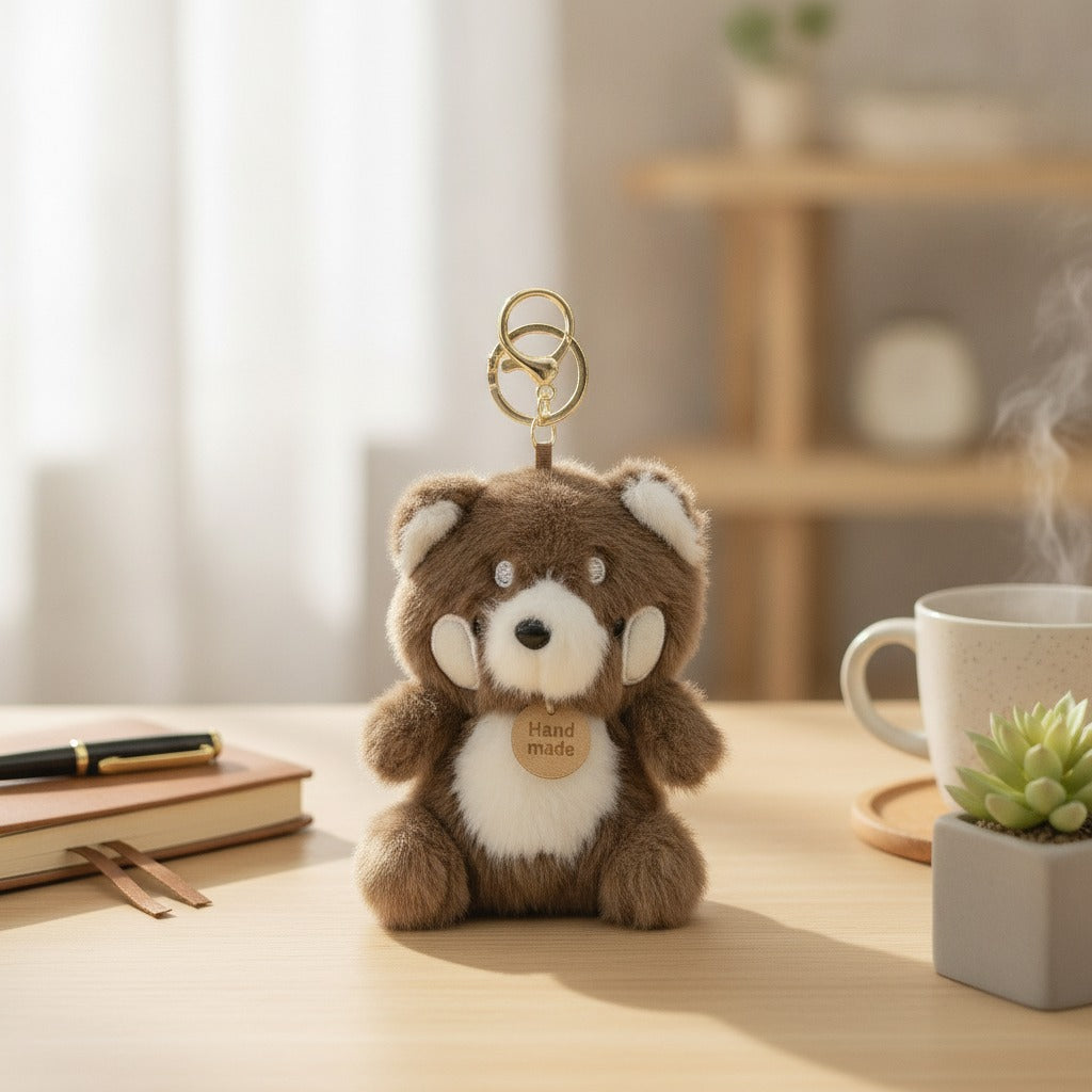 Fluffy Teddy Bear Keychain Charm – novelty & toys (view 2)
