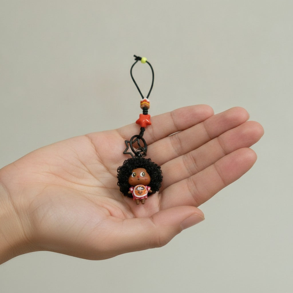 Cute Curly Hair Doll Keychain – novelty & toys (view 3)