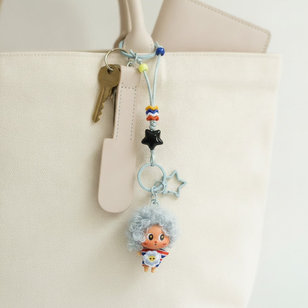 Playful Curly Hair Doll Keychain – novelty & toys (view 2)